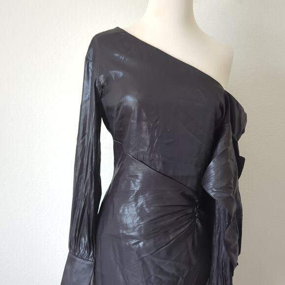 BCBGMAXAZRIA Wylie Dress Womens 38 6 Runway Designer Luxury Black Shimmer $368 - Picture 16 of 16